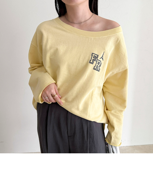 ヴィンテージ加工裏毛オフショルプルオーバー