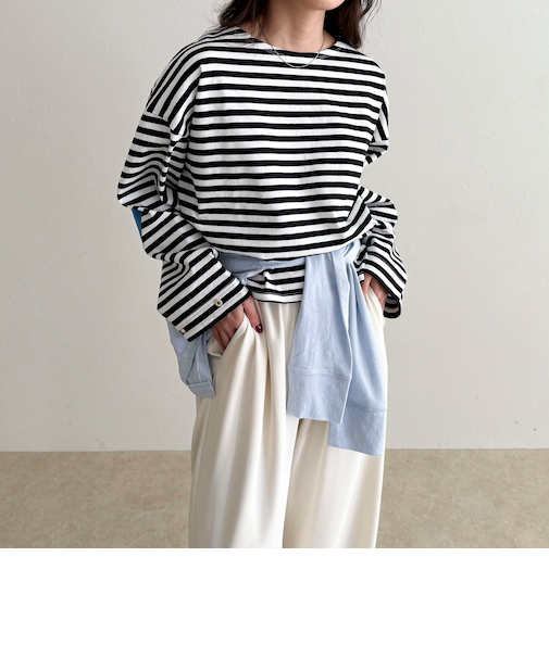 ボーダーハートパッチプルオーバー