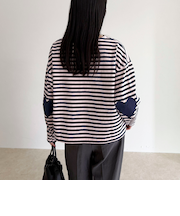 ボーダーハートパッチプルオーバー