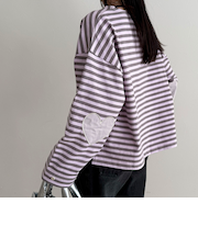 ボーダーハートパッチプルオーバー