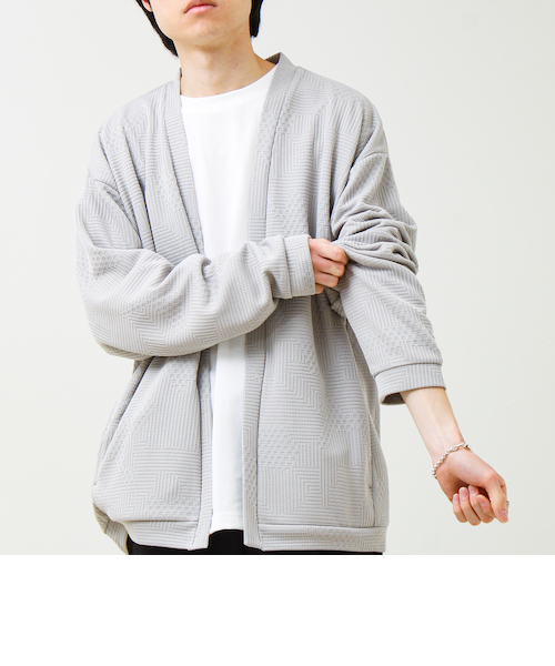 ロンTとカーデの2点セット】ランダムジャガード アンサンブル