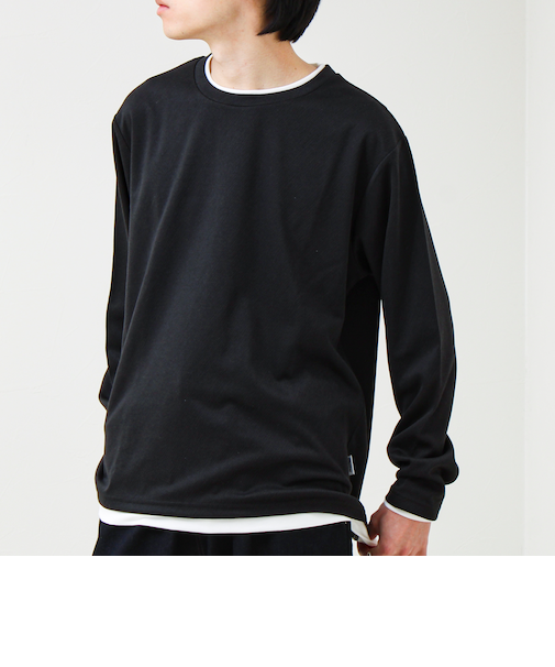 メランジ微起毛スムース フェイクレイヤード ロンT