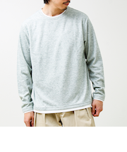 メランジ微起毛スムース フェイクレイヤード ロンT