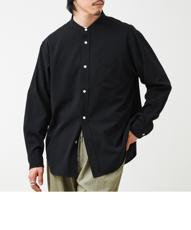 【きれい見えラク素材】crunchyバンドカラーシャツ