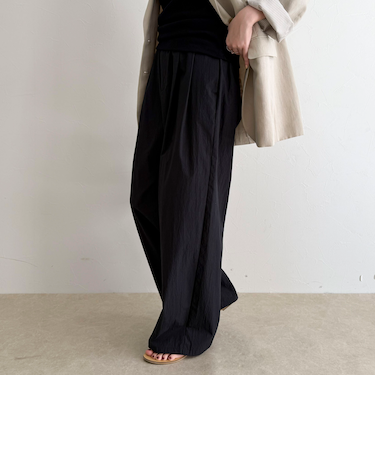 コットンナイロンタックギャザーパンツ