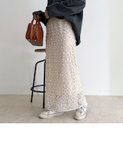 《セットアップ対応》フォーカスドット刺繍スカート