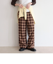 チェック柄ワイドパンツ