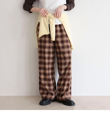 チェック柄ワイドパンツ