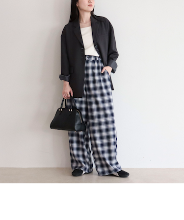 チェック柄ワイドパンツ