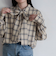 チェック柄ビッグボウタイブラウス