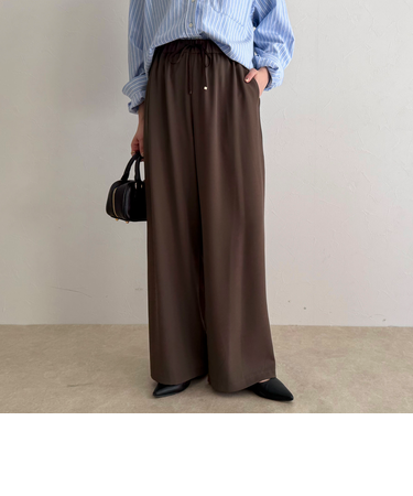 【4サイズ展開/リピーター続出！】とろみツイルストレートイージーパンツ