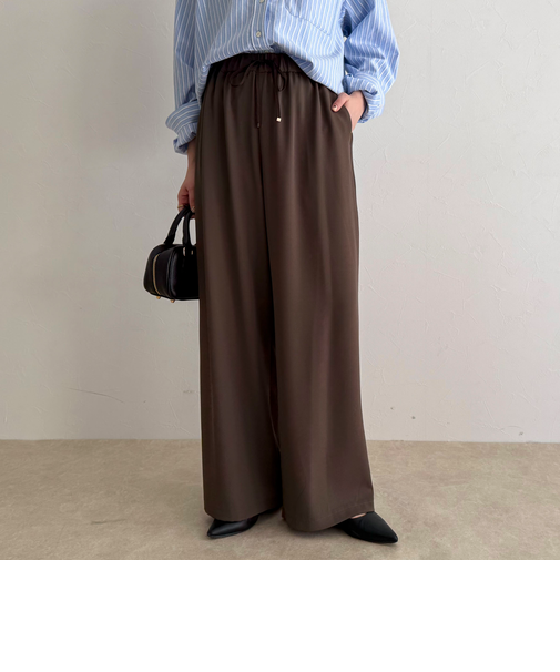 【4サイズ展開/リピーター続出！】とろみツイルストレートイージーパンツ