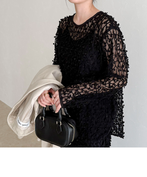 《セットアップ対応》フォーカスドット刺繍プルオーバー