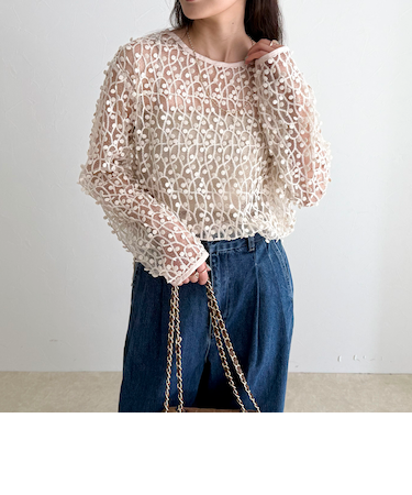 《セットアップ対応》フォーカスドット刺繍プルオーバー