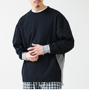 【一枚でサマになる】ブークレ配色ラインプルオーバー