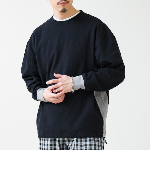 【一枚でサマになる】ブークレ配色ラインプルオーバー