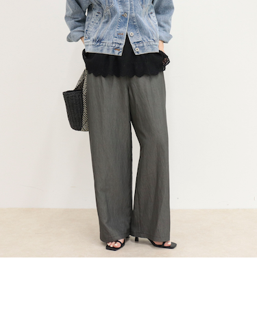 【低身長サイズ34有り】ライトシャンブレーデニムイージーパンツ