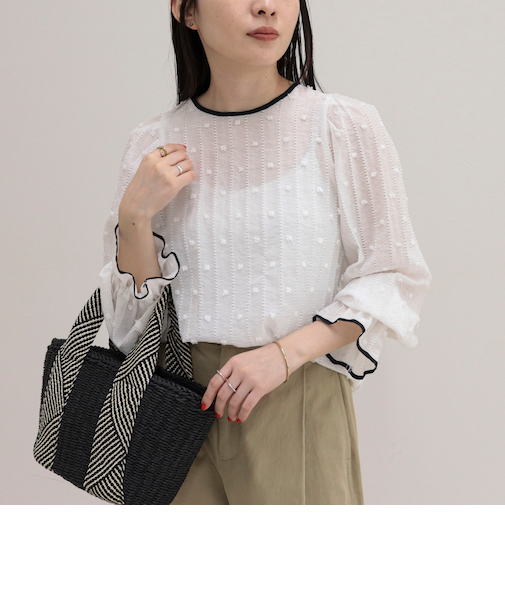 【大人気シリーズの最新作】バック釦配色ギャザーブラウス