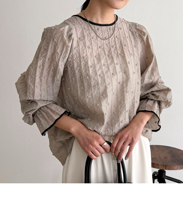 【大人気シリーズの最新作】バック釦配色ギャザーブラウス