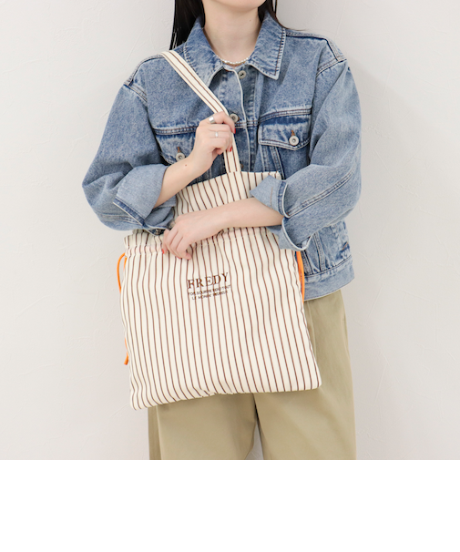アウトポケットストライプロゴトートバッグ