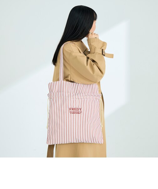 アウトポケットストライプロゴトートバッグ