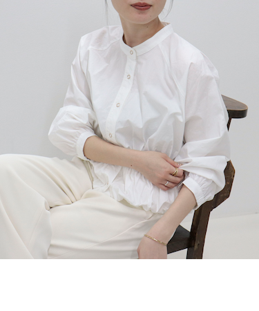 クロップドバルーン前開きブラウス
