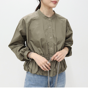 クロップドバルーン前開きブラウス