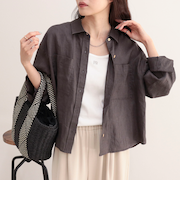 LINEN100 クロップドシャツ