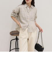 LINEN100 クロップドシャツ