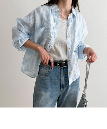LINEN100 クロップドシャツ