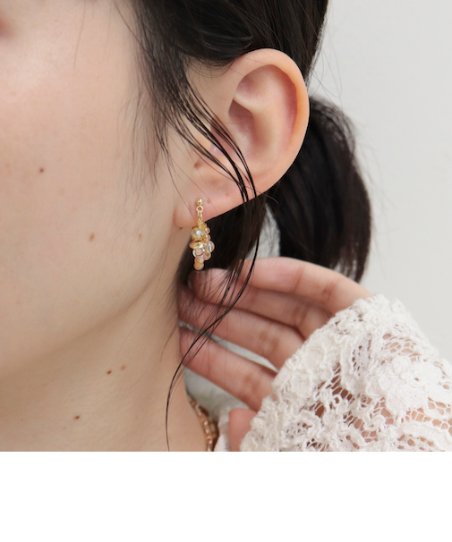 マルチビーズループピアス