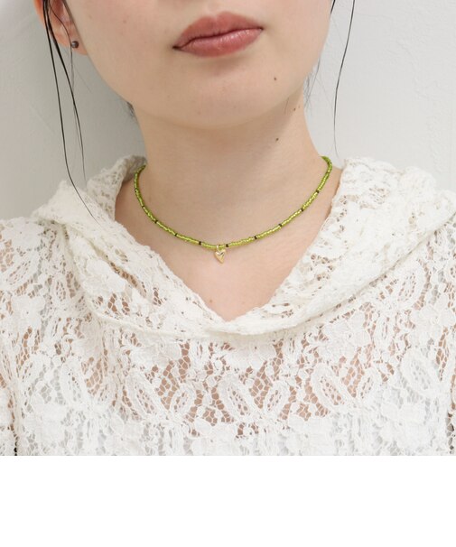 ビーズ×ハートトップネックレス