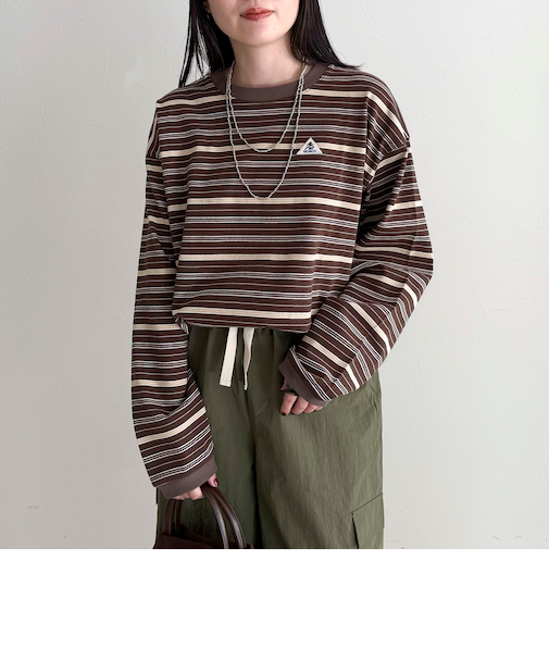 【GEVACO/ゲバコ】ボーダー天竺ベーシックロングスリーブTシャツ