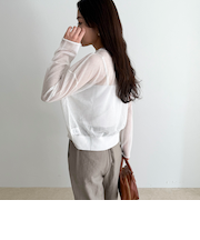 刺繍入りシアーニットカーディガン