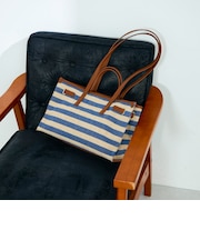 ボーダープリントスクエアトートバッグ