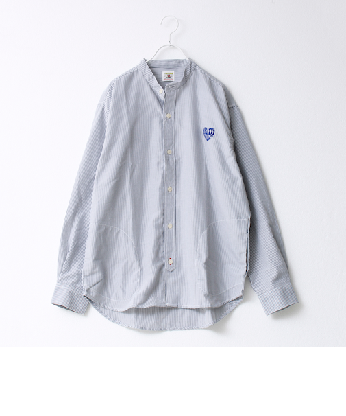 【FREDYMAC/フレディマック】フロッキープリント バンドカラーシャツ