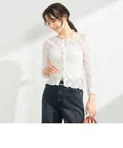 フラワーストレッチレースカーデ