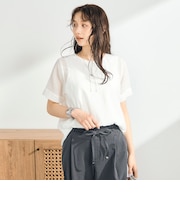 シアーレイヤード半袖ブラウス