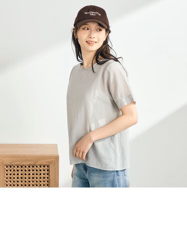 シアーレイヤード半袖ブラウス