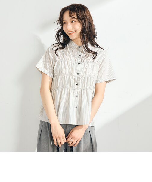 シャーリング半袖シャツ