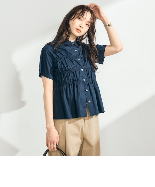 シャーリング半袖シャツ