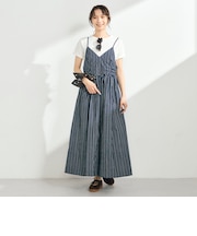 ストライプギャザーキャミワンピース