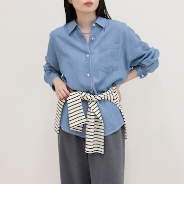 コットンボイルシアーデニムシャツ