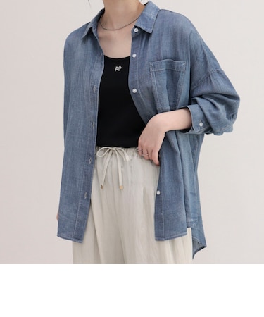 コットンボイルシアーデニムシャツ