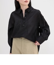 リネン混シアースラブブラウス