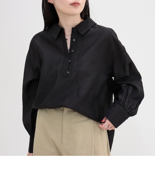 リネン混シアースラブブラウス