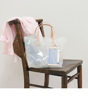 レザーハンドルクリアカラートート