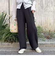LINEN セミワイドリラクシーパンツ