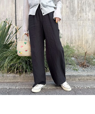 LINEN セミワイドリラクシーパンツ