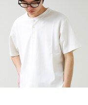 【抗菌防臭】ポンチ素材 ヘンリーネックTシャツ